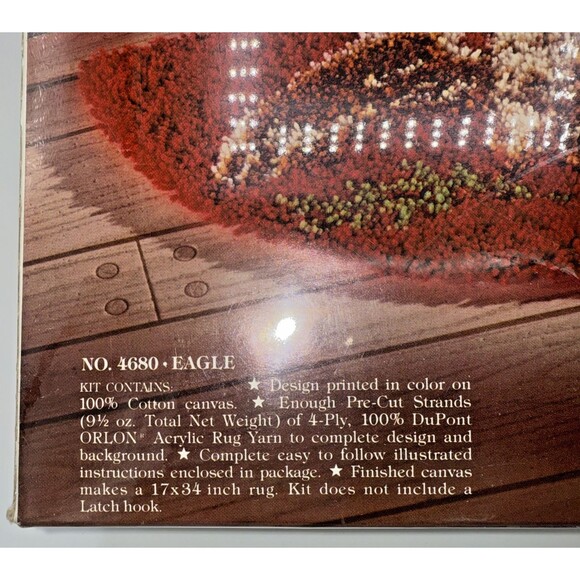 Vintage "Eagle Patriotic" Rug Latch Hooking Kit Half Round 17"X34" #4680 NEW - Picture 4 of 12
